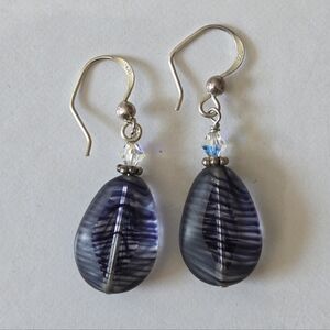 Elegant  Handmade Silver and Purple Drop Earrings